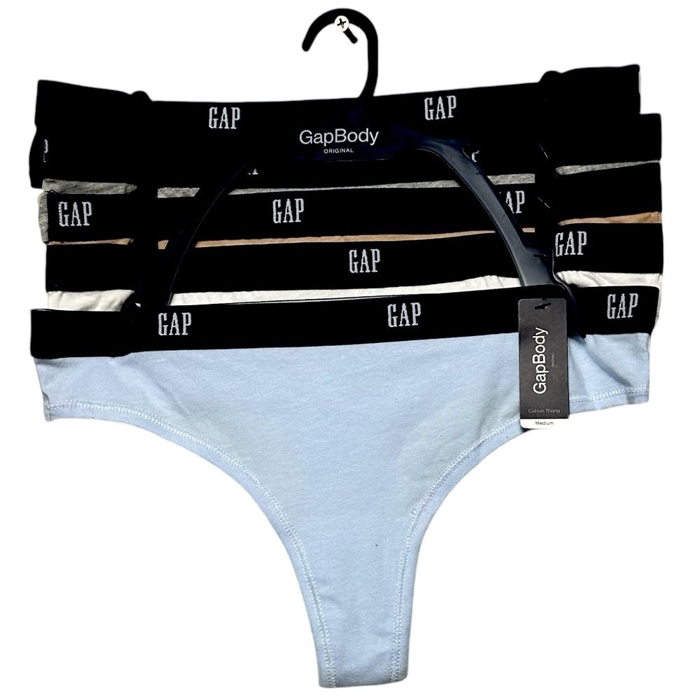 GAP Body Cotton Thong Panty, 5-Pack, Size XL